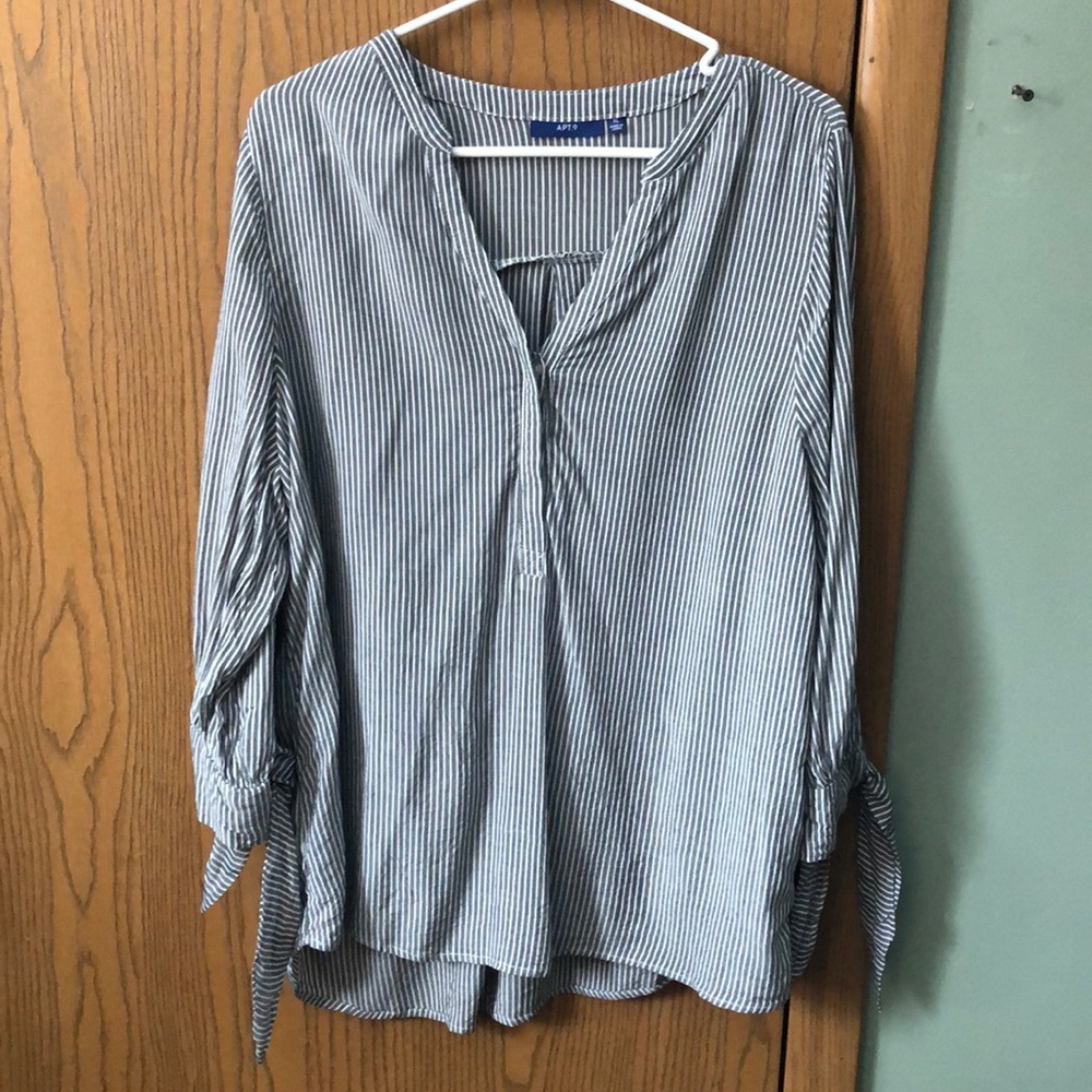 3 qtr length sleeve stripped blouse